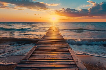 Canvas Print - Empty wooden walkway 