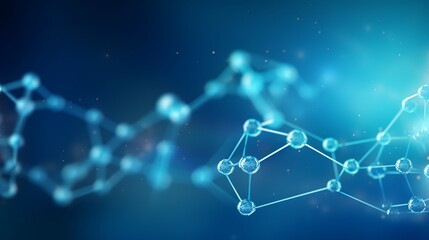A molecular structure background portrays pharmaceutical biochemistry and medical technology, featuring atom models and DNA chains in a vector abstract molecules futuristic scientific concept.