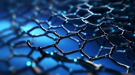 Sticker - Close-up 3D rendering depicts the structure of a graphene tube, showcasing its abstract nanotechnology hexagonal geometric form, emphasizing the atomic and molecular structure of graphene.