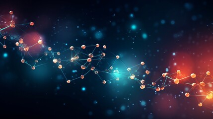 Poster - Depicting molecular DNA structure particles, the illustration presents scientific concepts and vector connections.