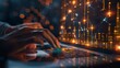 © AI Crafted - Night city street with a person walking amidst glowing lights and Christmas decorations