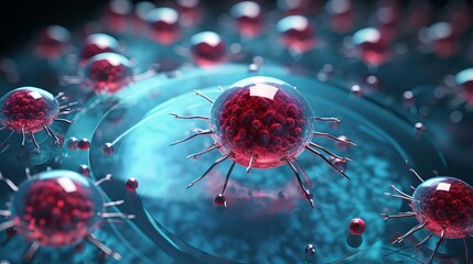 Poster - Nanorobots interacting with blood cells are illustrated, representing nanotechnology advancements.