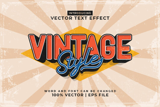 Editable text effect Vintage 3d template style premium vector