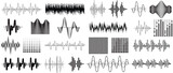 Fototapeta  - Sound wave set. Sound waves, Equalizer, Audio waves, Radio signal, Music. Recording. Analog and digital audio signal.Vector illustration.