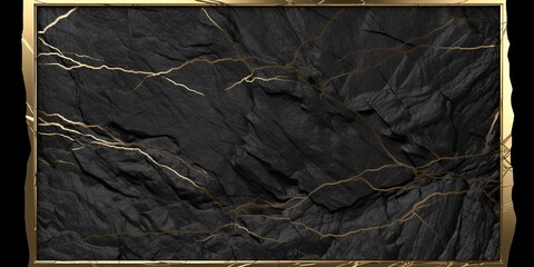 Wall Mural - Intricate gold patterns embellish the natural black marble texture, creating a stunning background that exudes elegance and sophistication for product design