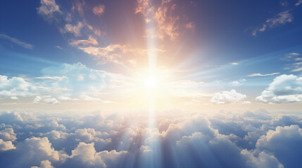 Wall Mural - Sky with clouds and lens flare of sun