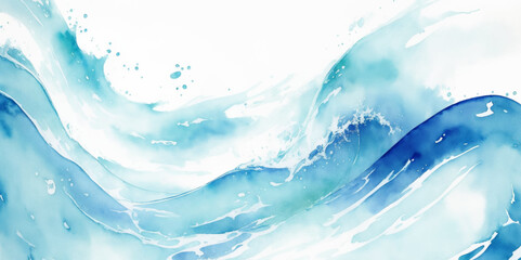 Wall Mural - Vector ocean watercolor soft blue and white wavey curve line background. Blue water ocean sea wave seamless background.