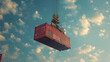 crane loading cargo container from truck to container. generative ai 