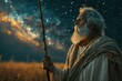 Old Abraham looks at the sky filled with stars.