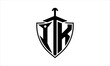 IK initial letter shield icon gaming logo design vector template. batman logo, sports logo, monogram, polygon, war game, symbol, playing logo, abstract, fighting, typography, icon, minimal, knife logo