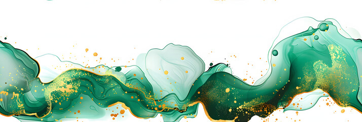 Wall Mural - emerald and gold alcohol golden ink