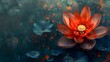 Red Lotus in Blue Water Fantasy Art Illustration, To provide a visually stunning and artistic background for desktops or devices, showcasing a