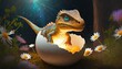 Tiny Tyrant Emerges: Baby T-Rex Hatchling Breaks Free from its Egg