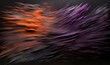 An abstract blur of purple, grey, and orange colors with a grainy texture on a black background, generative AI