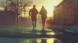 © muhamad - couple of adults running on a morning