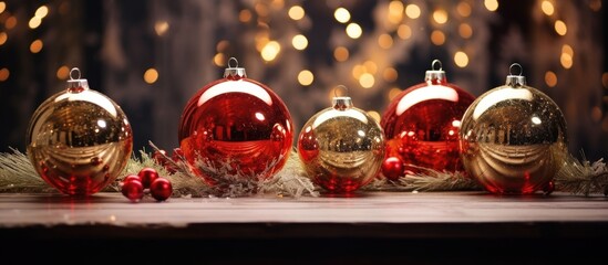 Wall Mural - Christmas decor with glass balls symbolizing the new year