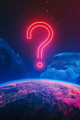 Wall Mural - A giant question mark above the planet earth