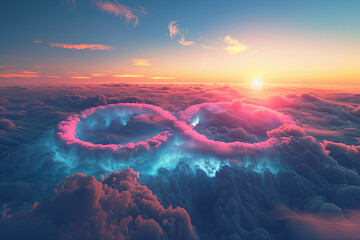 Wall Mural - A colorful infinity symbol above the clouds