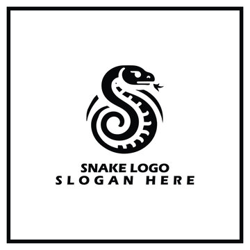 snake logo design, with a simple and elegant style, suitable for logos that have a snake theme such as a zoo