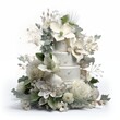 very Opulent festive art deco cake decorated with gold and flowers