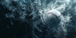 baseball in water with black back ground , wallpaper for games lover , wallpaper for players