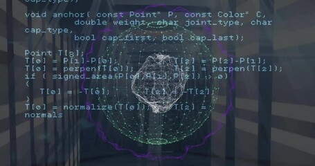 Poster - Animation of data processing and global network rotating over computer servers