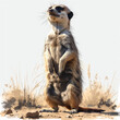An inquisitive meerkat standing guard, AI generated