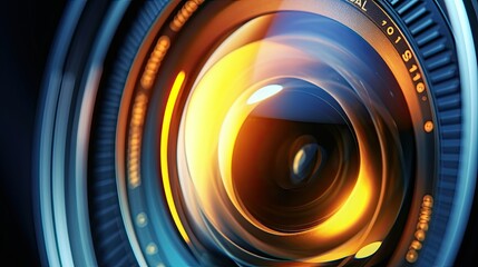 Poster - Close-up shot of a DSLR lens aperture with colored highlights.