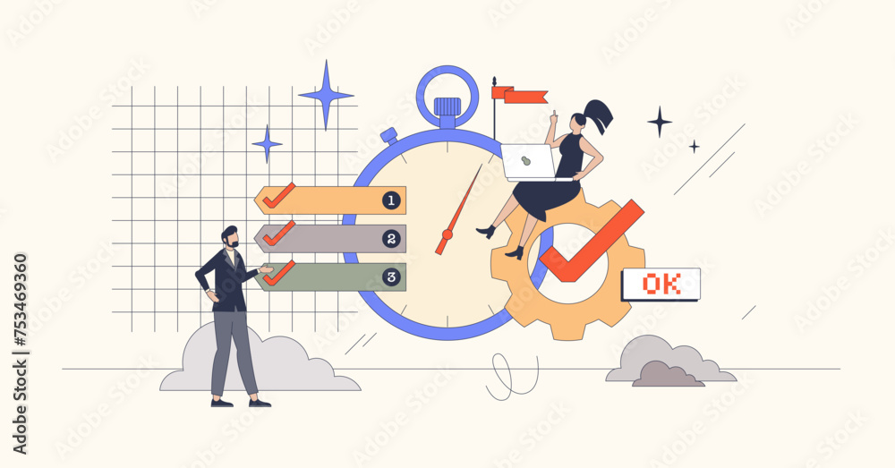 Productivity tools for effective or productive work retro tiny person ...