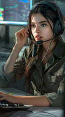 Poster - a female support operator in a customer service setting