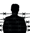 Silhouette of the person for barbed wire