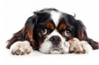 King Charles spaniel, an adult dog on a white background. a purebred thoroughbred pet. breed.