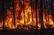 Large flames of forest fire