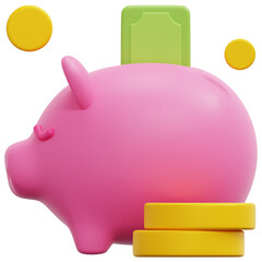 Wall Mural - piggy bank 3d render icon illustration