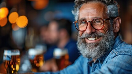 A man with a beard and glasses is sitting at a table