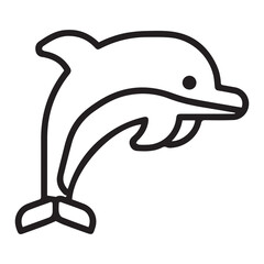 Sticker - Dolphin icon, black outline.