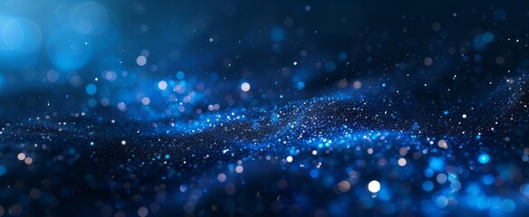  Sparkling Blue Particles Floating in the Air, Creating a Serene Atmosphere for Background or Wallpaper Use