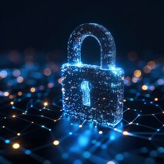 Aufkleber - cyber security digital padlock blue background