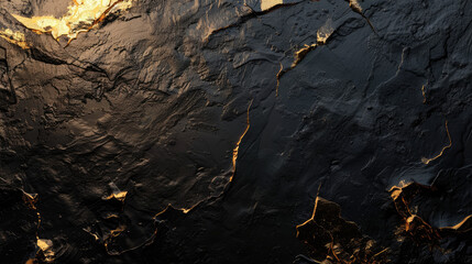 Wall Mural - Luxurious dark stone surface texture with metallic gold veins