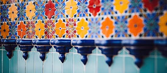 Aufkleber - Vibrant Mosaic of Colorful Tiles Decorating a Modern Tiled Wall in a Stylish Interior Design