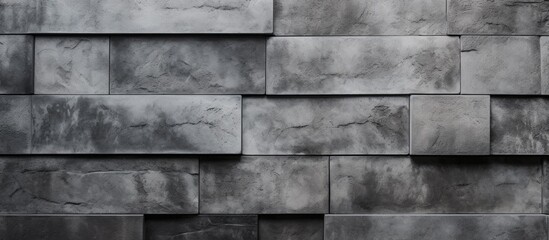 Poster - A black and white brick wall rises vertically, showcasing its textured surface and pattern of bricks.