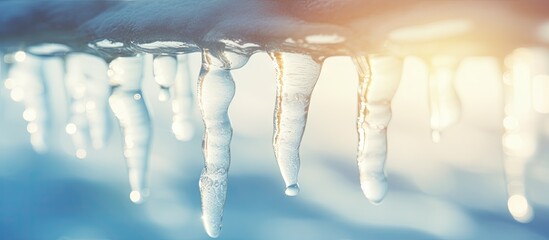 Aufkleber - Sparkling Frozen Cascades Form Crystalline Beauty on Winter Roof