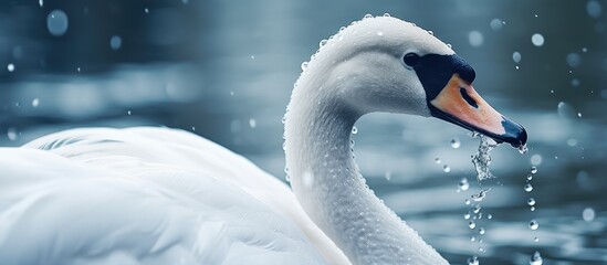 Aufkleber - Graceful Swan Gliding Serenely on Calm Waters Surrounded by Nature's Beauty