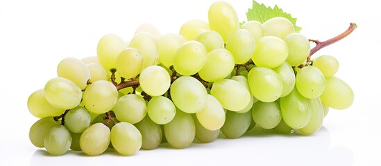Aufkleber - A Luscious Bunch of Fresh Green Grapes with Droplets of Water on a Wooden Table