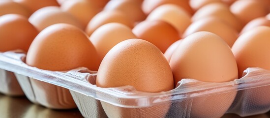 Poster - Organic Farm Fresh Eggs on Rustic Wooden Tray, Natural Food Ingredient and Healthy Breakfast Concept
