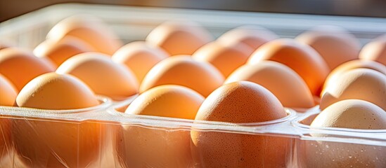 Aufkleber - Organic Free-Range Eggs in A Variety of Colored Shells, Fresh Farm Produce Background