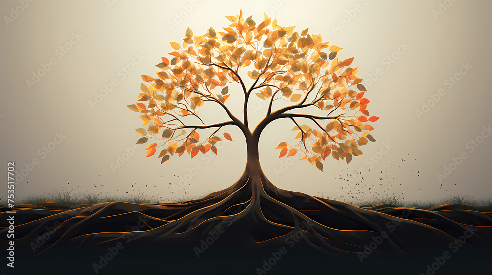 Root system of a tree growing underground, soil cross section Stock ...