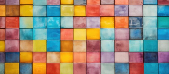 Aufkleber - Vibrant Colorful Wall Display Featuring Assorted Multicolored Building Blocks