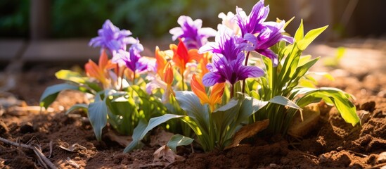 Poster - Vibrant Wildflowers Thriving in the Rich Soil of a Lush Garden Landscape