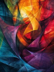 Poster - Hand-drawn lines and fractal art enhance abstract expressionism on polygonal design backdrop.